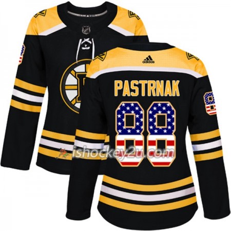 Dame NHL Boston Bruins Trøje David Pastrnak 88 Adidas 2017-2018 Sort USA Flag Fashion Authentic